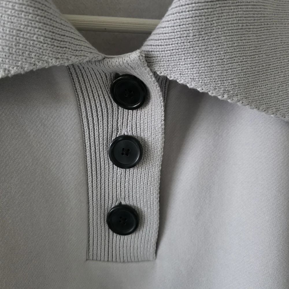 NWOT Zara M 90s Modern Preppy Elevated Loungewear Normcore Collar Knit Sweater - Picture 9 of 15
